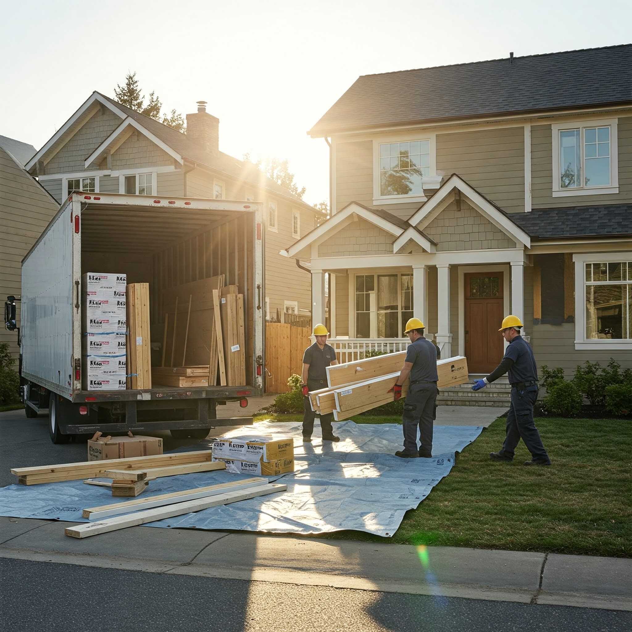 Contractor delivering materials or finishing a project